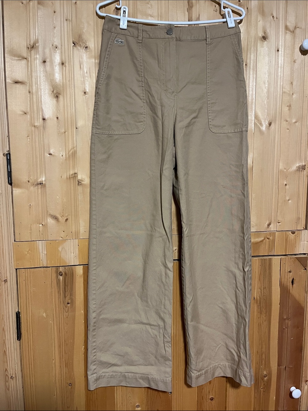 Lacoste Tan Wide-Leg High-Rise Pants